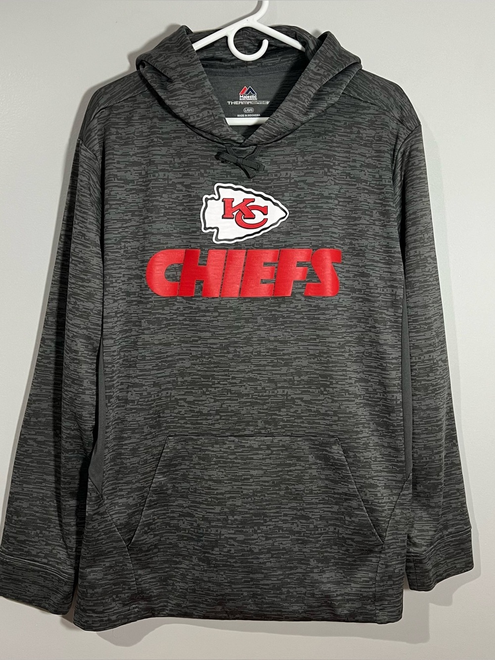 Majestic NFL Kansas City Chiefs Gray ThermaBase Sweatshirt Hoodie Mens Large